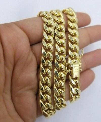 Pre-owned Globalwatches10 Real Gold Chain 10k Gold Miami Cuban Link 22 Inch Necklace Strong Box Lock