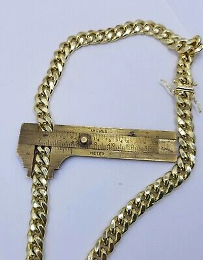 Pre-owned Globalwatches10 Real Gold Chain 10k Gold Miami Cuban Link 22 Inch Necklace Strong Box Lock