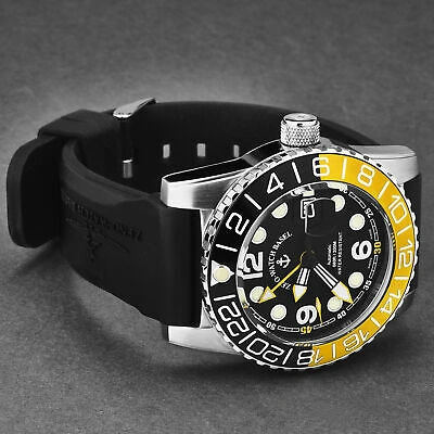 Pre-owned Zeno Men's Airplane Diver Gmt Black Dial Black Strap Automatic 6349gmt-3-a1-9