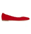 Chloé Lauren Scalloped Suede Ballet Flats In Red