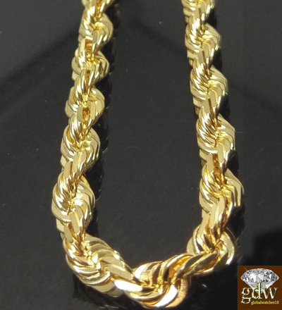 Pre-owned Globalwatches10 Solid 10k Yellow Gold Rope Bracelet Men 7mm 8" Diamond Cut Lobster Menwomen Real