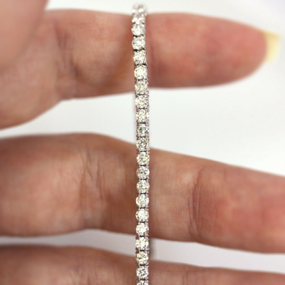 Pre-owned Jewelry By Arsa 4 Ctw Natural Real Diamond Solid 14k White Gold Tennis Bracelet 2.5 Mm, 6-8" L In G-h
