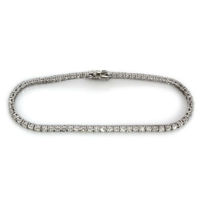 Pre-owned Jewelry By Arsa 4 Ctw Natural Real Diamond Solid 14k White Gold Tennis Bracelet 2.5 Mm, 6-8" L In G-h