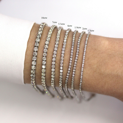 Pre-owned Jewelry By Arsa 4 Ctw Natural Real Diamond Solid 14k White Gold Tennis Bracelet 2.5 Mm, 6-8" L In G-h