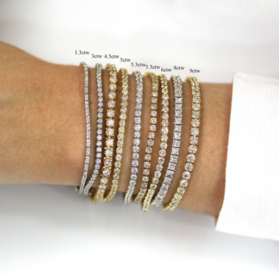 Pre-owned Jewelry By Arsa 4 Ctw Natural Real Diamond Solid 14k White Gold Tennis Bracelet 2.5 Mm, 6-8" L In G-h