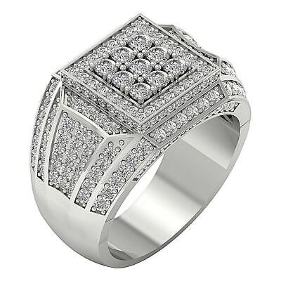 Pre-owned Si1 G Si1 2.55 Ct Mens Wedding Ring Natural Round Diamond 14k White Gold 15.30 Mm