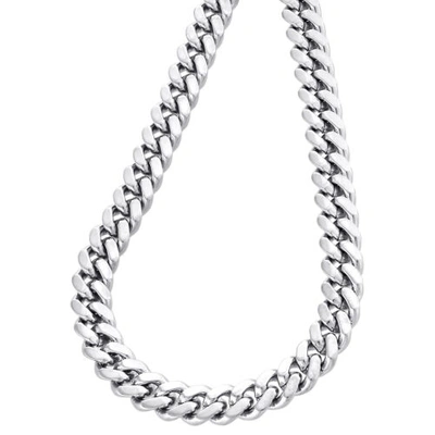 Pre-owned Jfl Diamonds & Timepieces 10k White Gold 6.50mm Solid Miami Cuban Link Necklace Box Clasp Chain 24 Inch