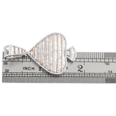 Pre-owned Jfl Diamonds & Timepieces 10k White Gold Round & Baguette Diamond Ace Of Spade Pendant 1.80" Charm 2.40 Ct