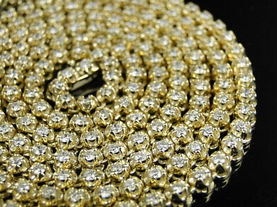 Pre-owned Jewelry Unlimited Mens Prong Set 1 Row Genuine Diamond Chain Necklace In 14k Yellow Gold