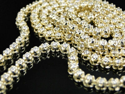 Pre-owned Jewelry Unlimited Mens Prong Set 1 Row Genuine Diamond Chain Necklace In 14k Yellow Gold