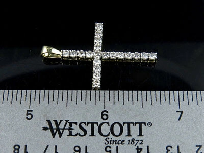 Pre-owned Jewelry Unlimited Unisex 10k Yellow Gold One Row Prong Genuine Diamond Cross Pendant Charm 1.45 Ct In H-i