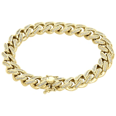Pre-owned Jfl Diamonds & Timepieces 10k Yellow Gold 11.35mm Solid Miami Cuban Link Diamond Bracelet 8.50" | 2.10 Ct. In White