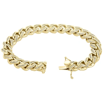 Pre-owned Jfl Diamonds & Timepieces 10k Yellow Gold 11.35mm Solid Miami Cuban Link Diamond Bracelet 8.50" | 2.10 Ct. In White