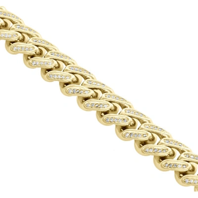 Pre-owned Jfl Diamonds & Timepieces 10k Yellow Gold 11.35mm Solid Miami Cuban Link Diamond Bracelet 8.50" | 2.10 Ct. In White