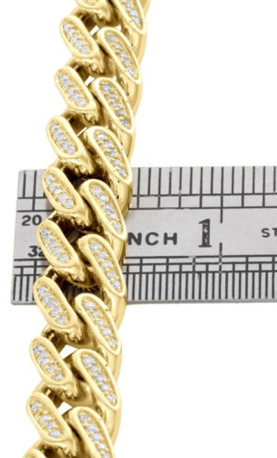 Pre-owned Jfl Diamonds & Timepieces 10k Yellow Gold 11.35mm Solid Miami Cuban Link Diamond Bracelet 8.50" | 2.10 Ct. In White