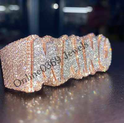 Pre-owned Online0369 7.18 Ct Round Natural Vvs Moissanite Men's Giant Three Finger Ring In 925 Silver In White