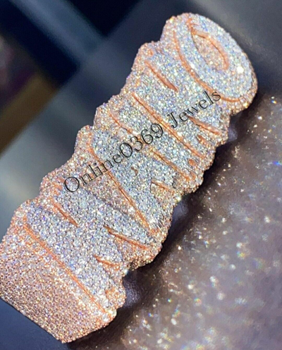 Pre-owned Online0369 7.18 Ct Round Natural Vvs Moissanite Men's Giant Three Finger Ring In 925 Silver In White