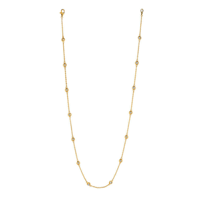 Pre-owned Morris &amp; David 1.50 Carat Diamond By The Yard Necklace Si 14k Yellow Gold 14 Stones 18 Inches In White