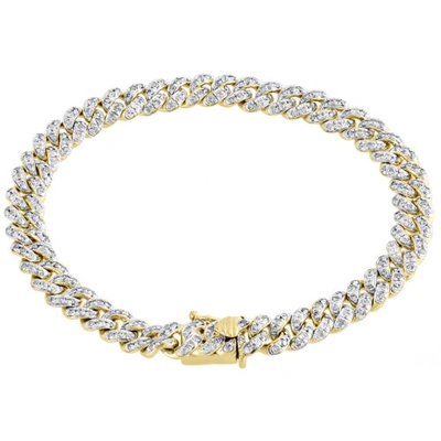 Pre-owned Jfl Diamonds & Timepieces 14k Yellow Gold Diamond 3d Puffed Miami Cuban Link 6.5mm Bracelet 7" | 1.90 Ct. In White