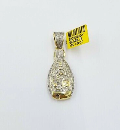 Pre-owned Globalwatches10 Real 10k Gold Mercedes Key Diamond Pendant Charm Genuine Diamond 1.04ct In G-h