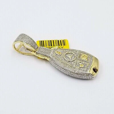 Pre-owned Globalwatches10 Real 10k Gold Mercedes Key Diamond Pendant Charm Genuine Diamond 1.04ct In G-h