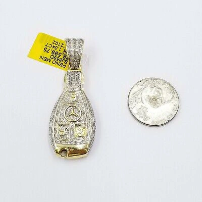 Pre-owned Globalwatches10 Real 10k Gold Mercedes Key Diamond Pendant Charm Genuine Diamond 1.04ct In G-h