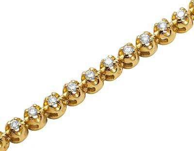 Pre-owned Jewelry Unlimited Mens 10k Yellow Gold Genuine Diamond One Row Tennis Prong Chain Necklace 6ct 3mm In H-i