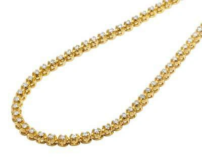 Pre-owned Jewelry Unlimited Mens 10k Yellow Gold Genuine Diamond One Row Tennis Prong Chain Necklace 6ct 3mm In H-i