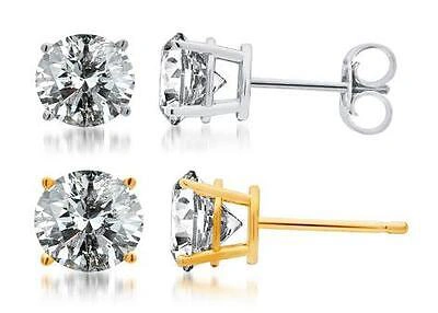 Pre-owned Jewelry Unlimited 14k Men's Ladies Yellow Gold Round Cut Diamond Solitaire Studs Earrings 2 Ct In H-i