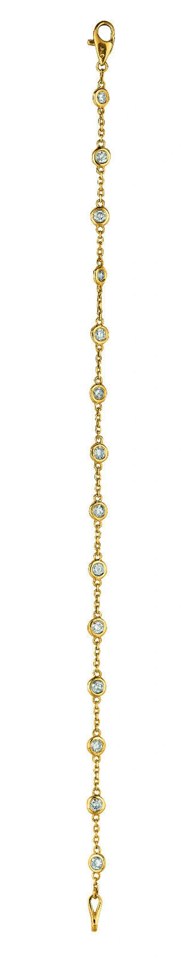 Pre-owned Morris 1.00 Carat Natural Diamond Bezel Bracelet Si 14k Yellow Gold 14 Stones 7 ''