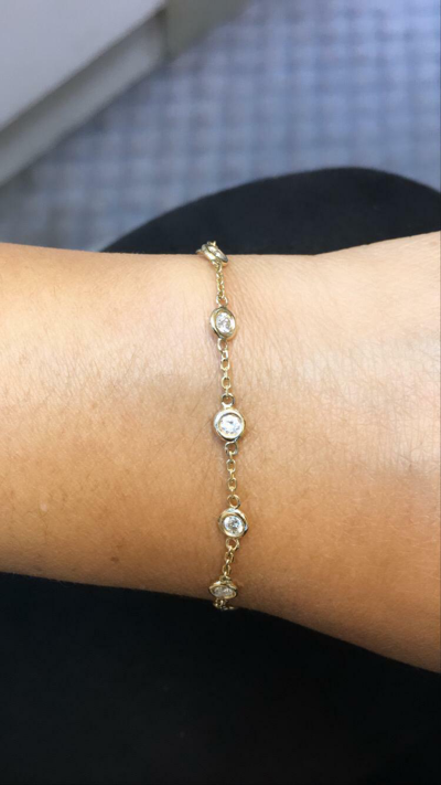 Pre-owned Morris 1.00 Carat Natural Diamond Bezel Bracelet Si 14k Yellow Gold 14 Stones 7 ''