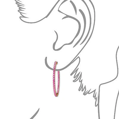 Pre-owned Trijewels Round Pink Sapphire 2 5/8 Ctw Inside-out Hoop Earrings 14k Rose Gold Jp:37570