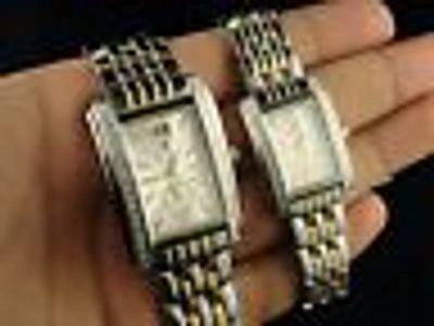Pre-owned Aqua Master Womens And Mens  2 Tone Diamond Watch Set In Silver