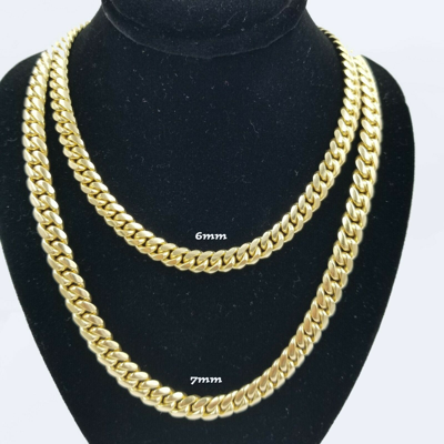 Pre-owned Globalwatches10 Solid 10k Yellow Gold Miami Cuban Necklace Box Lock 6mm 7mm 22" 24" Heavy