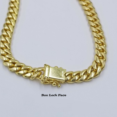 Pre-owned Globalwatches10 Solid 10k Yellow Gold Miami Cuban Necklace Box Lock 6mm 7mm 22" 24" Heavy