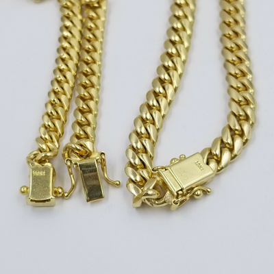 Pre-owned Globalwatches10 Solid 10k Yellow Gold Miami Cuban Necklace Box Lock 6mm 7mm 22" 24" Heavy