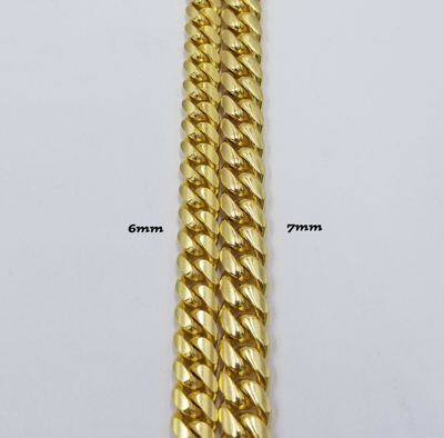 Pre-owned Globalwatches10 Solid 10k Yellow Gold Miami Cuban Necklace Box Lock 6mm 7mm 22" 24" Heavy