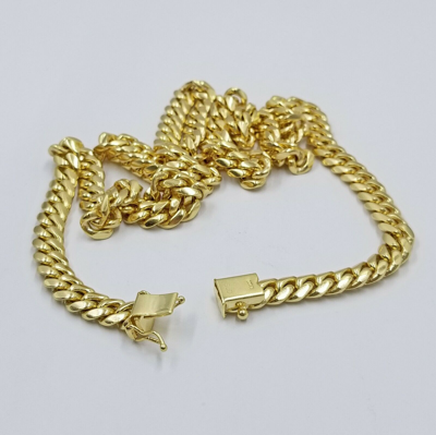 Pre-owned Globalwatches10 Solid 10k Yellow Gold Miami Cuban Necklace Box Lock 6mm 7mm 22" 24" Heavy