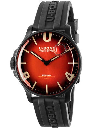 Pre-owned U-boat 8697/b Darkmoon Red Pvd Soleil Mens Watch 44mm 5atm