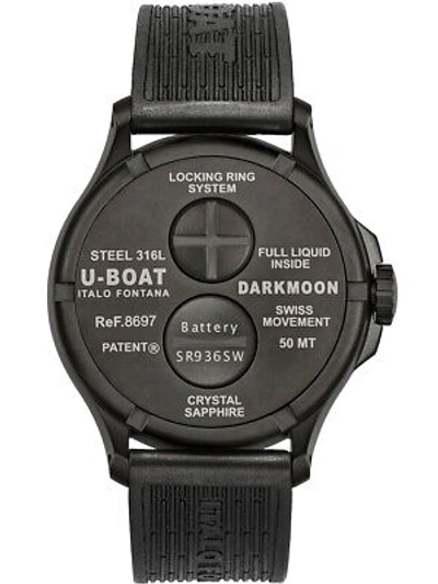 Pre-owned U-boat 8697/b Darkmoon Red Pvd Soleil Mens Watch 44mm 5atm
