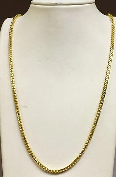 Pre-owned Nova 14k Solid Yellow Gold 22" Franco Curb Box Mens Link 3 Mm 30 Grams Chain Necklace In No Stone
