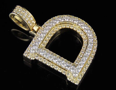 Pre-owned Jewelry Unlimited D Initial Custom Letter Diamond Pendant Charm In 10k Two Tone Gold 1.5 Ct 1.5" In G-h