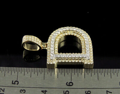 Pre-owned Jewelry Unlimited D Initial Custom Letter Diamond Pendant Charm In 10k Two Tone Gold 1.5 Ct 1.5" In G-h