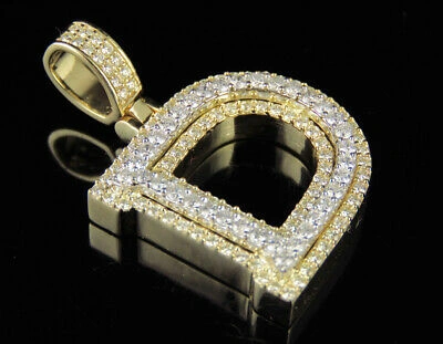 Pre-owned Jewelry Unlimited D Initial Custom Letter Diamond Pendant Charm In 10k Two Tone Gold 1.5 Ct 1.5" In G-h