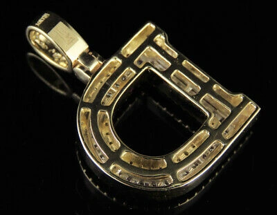 Pre-owned Jewelry Unlimited D Initial Custom Letter Diamond Pendant Charm In 10k Two Tone Gold 1.5 Ct 1.5" In G-h