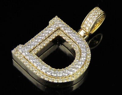 Pre-owned Jewelry Unlimited D Initial Custom Letter Diamond Pendant Charm In 10k Two Tone Gold 1.5 Ct 1.5" In G-h