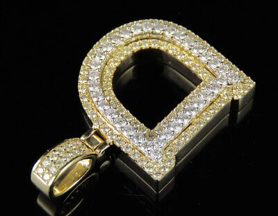 Pre-owned Jewelry Unlimited D Initial Custom Letter Diamond Pendant Charm In 10k Two Tone Gold 1.5 Ct 1.5" In G-h
