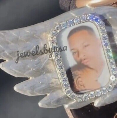 Pre-owned Nsg 2 Sided Customized Memory Picture & Any Name 7ct Cubic Zirconia Pendant 925 In White