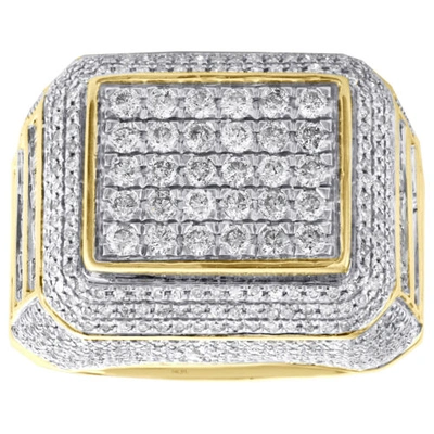 Pre-owned Jfl Diamonds & Timepieces 14k Yellow Gold Round & Baguette Diamond Statement Ring 18mm Statement Band 2 Ct In White