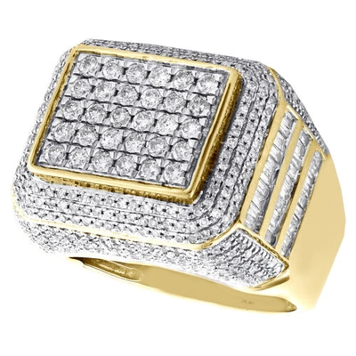 Pre-owned Jfl Diamonds & Timepieces 14k Yellow Gold Round & Baguette Diamond Statement Ring 18mm Statement Band 2 Ct In White